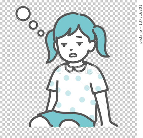 気分が悪くぼーっとしている女の子（子供）のイラスト 137516801