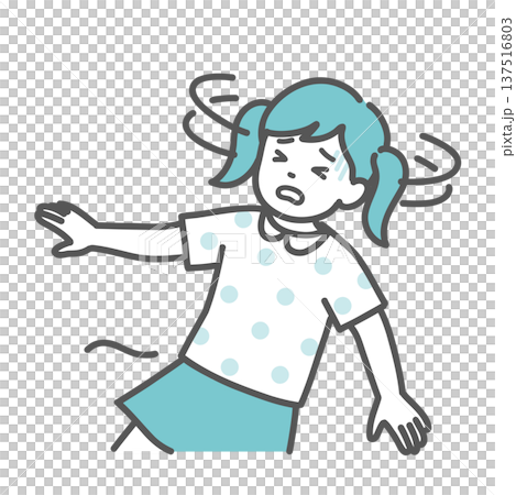 Illustration of a girl (child) who is about to collapse due to dizziness or lightheadedness 137516803