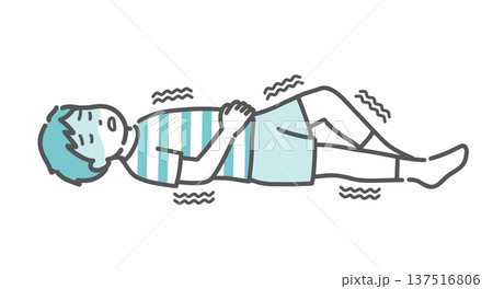 意識を失って倒れ、けいれんを起こしている男の子（子供）のイラスト 137516806