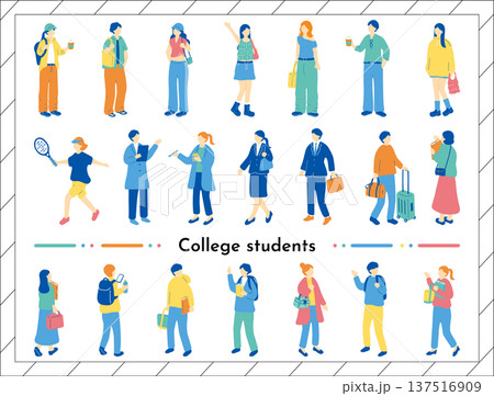 大学生イラストセット 大学生イラストセット 137516909
