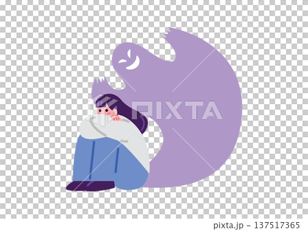 精神疾患を患う女性のイラスト 精神疾患を患う女性のイラスト 137517365