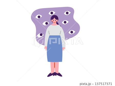 精神疾患を患う女性のイラスト 精神疾患を患う女性のイラスト 137517371