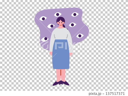 精神疾患を患う女性のイラスト 精神疾患を患う女性のイラスト 137517371