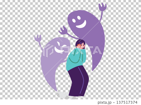 Illustration of a woman suffering from mental illness Illustration of a woman suffering from mental illness 137517374