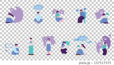 Illustrations of people with mental illnesses 137517375