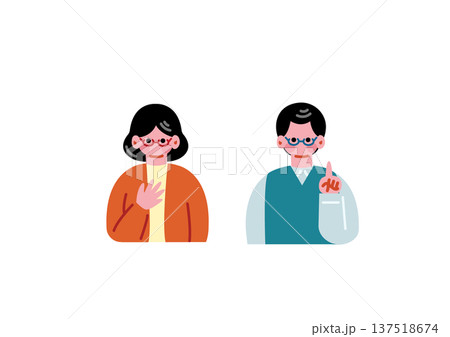 シンプルな男性と女性のイラスト シンプルな男性と女性のイラスト 137518674