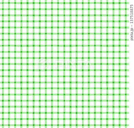 細い手描きのタイルギンガムチェック(緑) 137518875