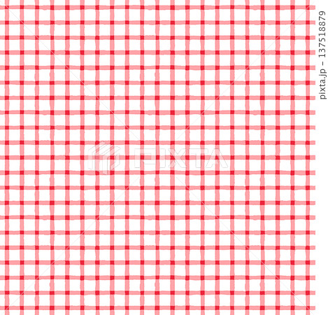 細い手描きのタイルギンガムチェック(赤白) 細い手描きのタイルギンガムチェック(赤白) 137518879