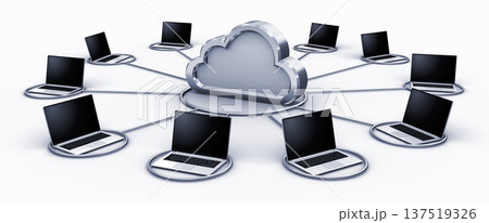 クラウドアイコンとノートパソコンのネットワーク 137519326