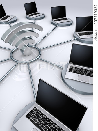 Wi-Fiアイコンとノートパソコンのネットワーク 137519329