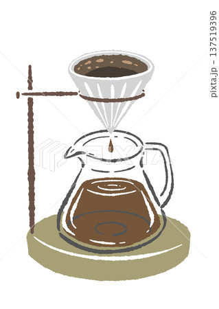 コーヒードリップ(抽出中)の手描きイラスト素材 コーヒードリップ(抽出中)の手描きイラスト素材 137519396