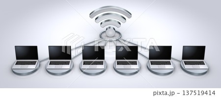 Wi-Fiアイコンとノートパソコンのネットワーク 137519414