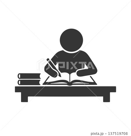 勉強する人物のシルエットアイコン 137519708