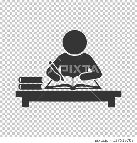 Studying person silhouette icon Studying person silhouette icon 137519708