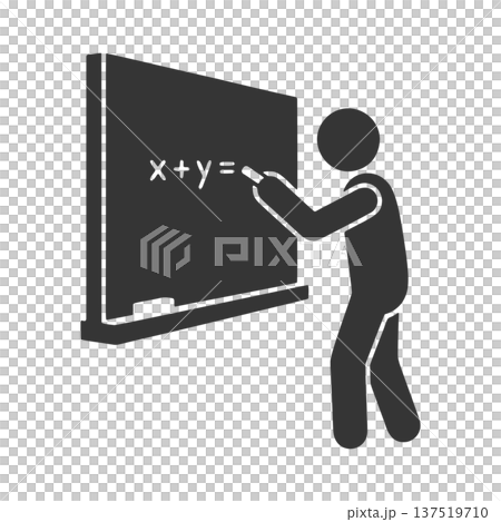 黑板上寫字的人的剪影圖標 137519710