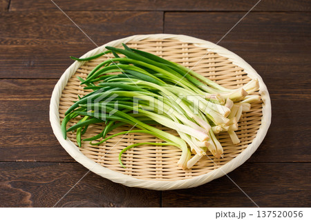あさつき 竹ざるに盛った香味野菜 あさつき 竹ざるに盛った香味野菜 137520056