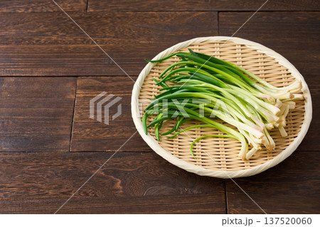 あさつき 竹ざるに盛った香味野菜 あさつき 竹ざるに盛った香味野菜 137520060