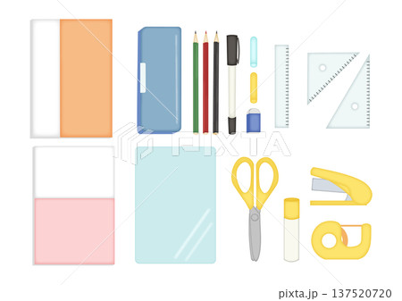 水彩風のシンプルでかわいい文房具セット 137520720