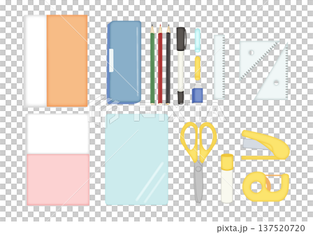 水彩風のシンプルでかわいい文房具セット 137520720