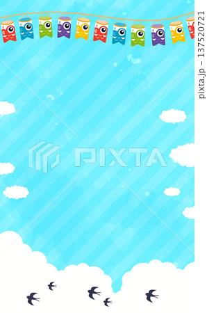 鯉のぼりのガーランドのこどもの日フレーム3_縦 137520721