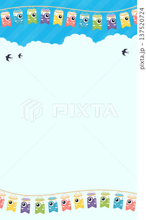 鯉のぼりのガーランドのこどもの日フレーム4_縦 137520724