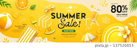 Summer sale holiday festival promotion, yellow and cream concept design banner background Summer sale holiday festival promotion, yellow and cream concept design banner background 137520853