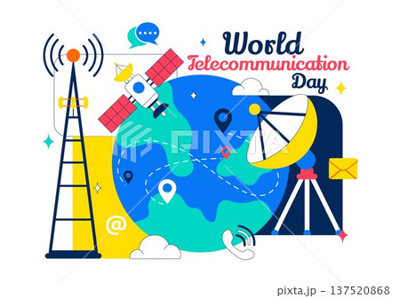 World Telecommunication Day Vector Illustration With Global Network Connections, Digital Communication Technology, Internet Connectivity Background World Telecommunication Day Vector Illustration With Global Network Connections, Digital Communication Technology, Internet Connectivity Background 137520868