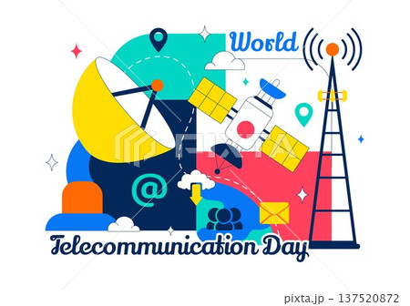 World Telecommunication Day Vector Illustration With Global Network Connections, Digital Communication Technology, Internet Connectivity Background 137520872