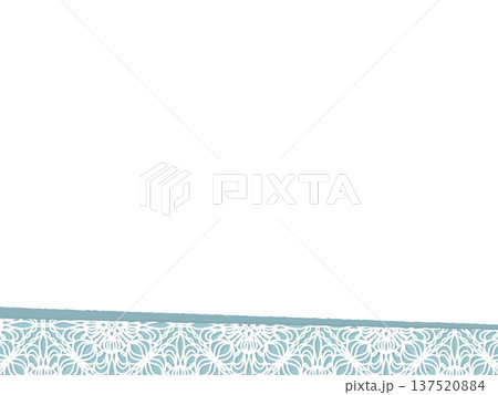 おしゃれなレース柄のブルーの包装紙を重ねたフレームイラスト 137520884