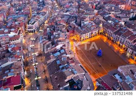 Evening aerial view of town of Vik Evening aerial view of town of Vik 137521486