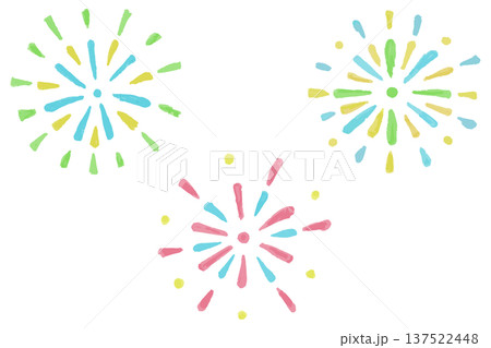 水彩風の打ち上げ花火イラスト素材 137522448