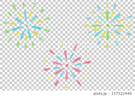 水彩風の打ち上げ花火イラスト素材 137522448