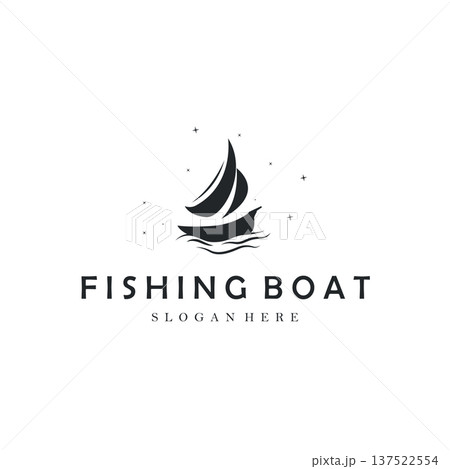 Classic Fisherman Symbol Sailing Logo for...のイラスト素材 [137522554] - PIXTA