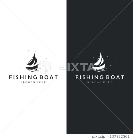 Modern Flat Fishing sailboat logo for illustration template design Modern Flat Fishing sailboat logo for illustration template design 137522561
