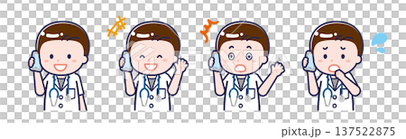 A male "short-sleeved doctor" using a smartphone 137522875