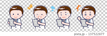 A male "short-sleeved doctor" using a tablet 137522877