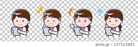 A woman in a "short-sleeved doctor" using a tablet 137522883