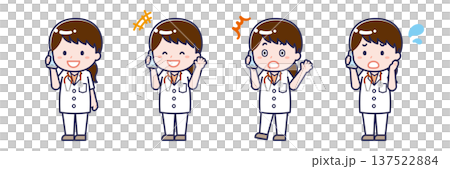 A woman in a "short-sleeved doctor" using a smartphone 137522884