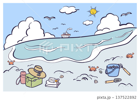 海辺の潮干狩りのイラスト 137522892