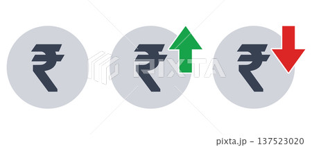 インド・ルピーの通貨記号アイコンセット（上昇・下落・通常） 137523020