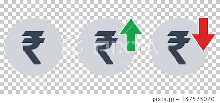 インド・ルピーの通貨記号アイコンセット（上昇・下落・通常） 137523020