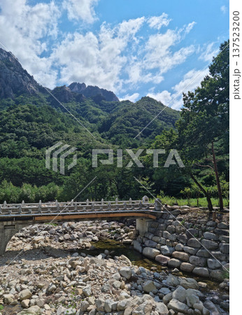 This is the valley scenery of Seoraksan Mountain in Korea. 137523200