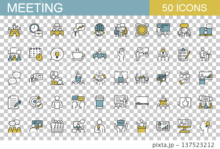 Meeting related line icon set (color) 137523212