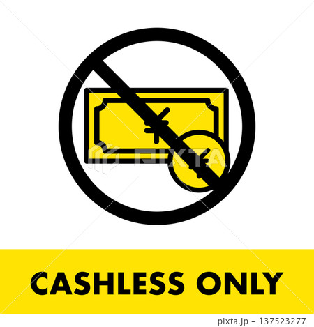 キャッシュレスのみ・現金使用不可の禁止マークアイコン（Cashless Only） 137523277