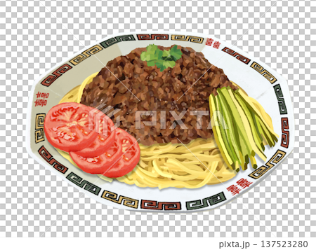 炸醤麺（ジャージャーメン）雷紋中華皿 137523280