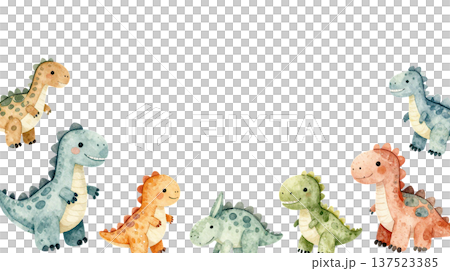 かわいい恐竜の水彩イラスト背景 かわいい恐竜の水彩イラスト背景 137523385
