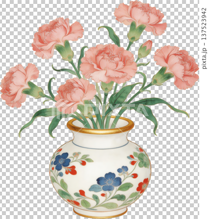 【母親節】日式繪畫/植物藝術風格康乃馨插畫（花瓶，日式風格） 137523942