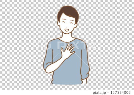 胸をなでおろす男性 胸をなでおろす男性 137524003