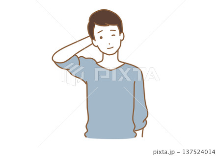 照れる表情の男性 137524014