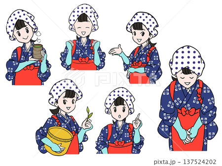 イベントに来て下さったお客さんに向けて、説明したり挨拶をしたりする、早乙女姿の女性 137524202